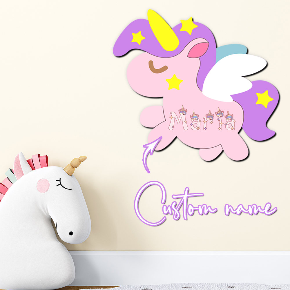 Wooden Letter Sign - Personalizowana drewniana tabliczka z imieniem jednorożca,