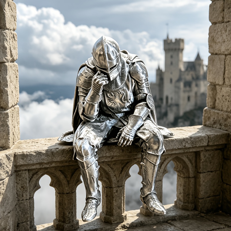 Home Decor Medieval - Figurka Średniowiecznego Rycerza Vintage Statuetka Wojownika