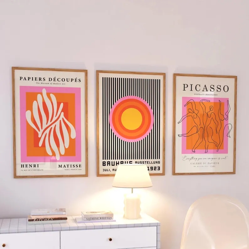 Home Decor Reviews - 3 szt. Nowoczesne pomarańczowe obrazy na