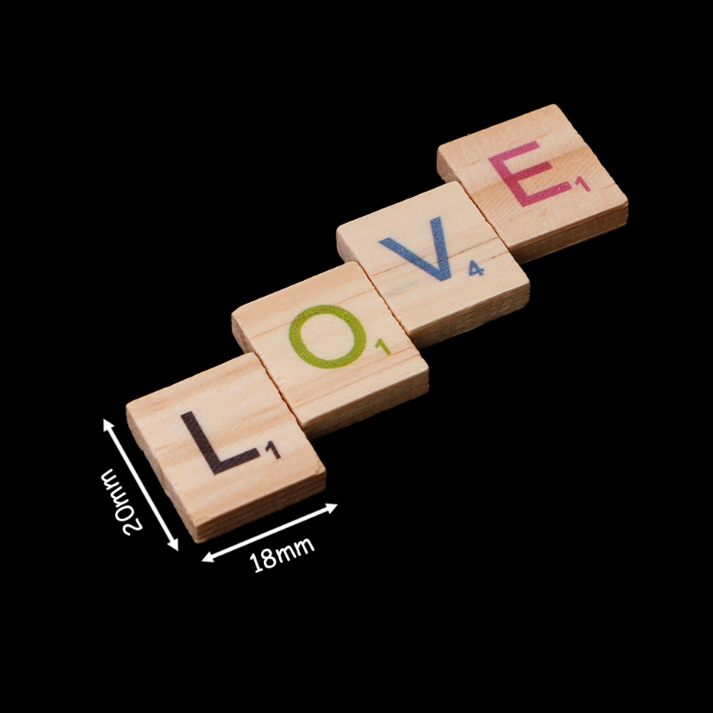 Wooden Letter Sign - 100 sztuk drewniane płytki kolorowe litery