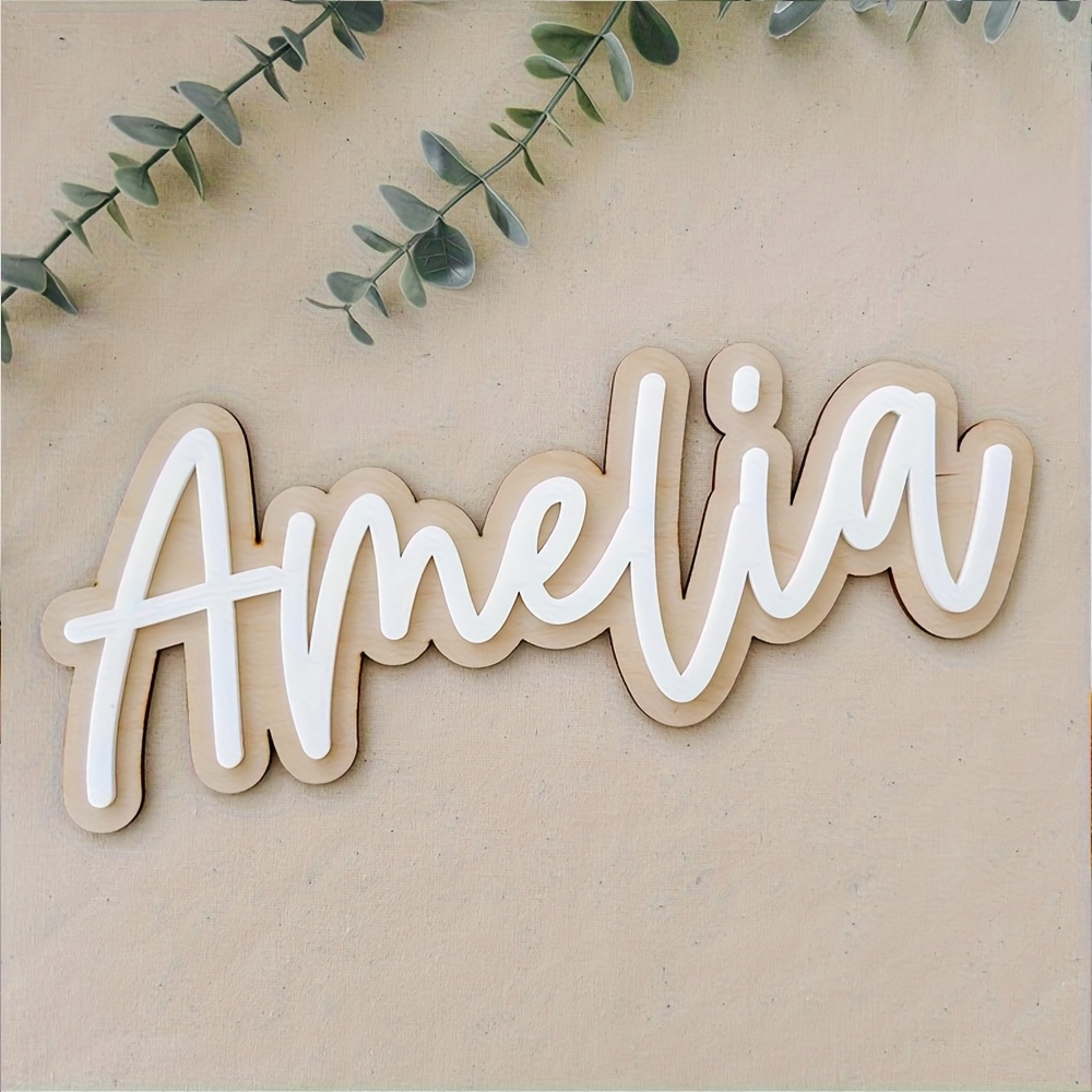 Wooden Letter Sign - Personalizowana, dwuwarstwowa drewniana tabliczka z imieniem
