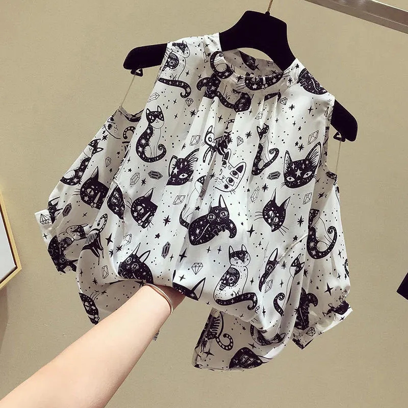 Cat Cartoon Print Chiffon Vint – Home Decor Zara recenzja i cena